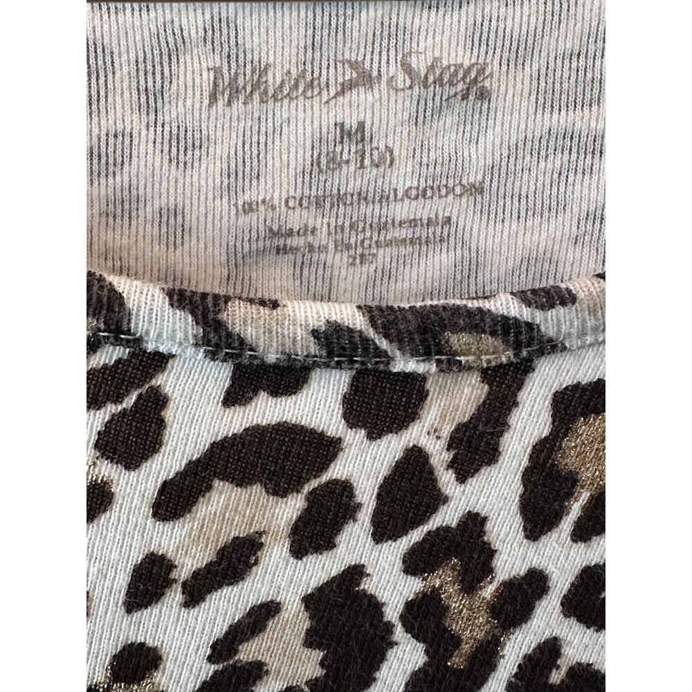 White Stag Leopard Print Long Sleeve Top Soft Cotton Blend Size Medium - Picture 4 of 8